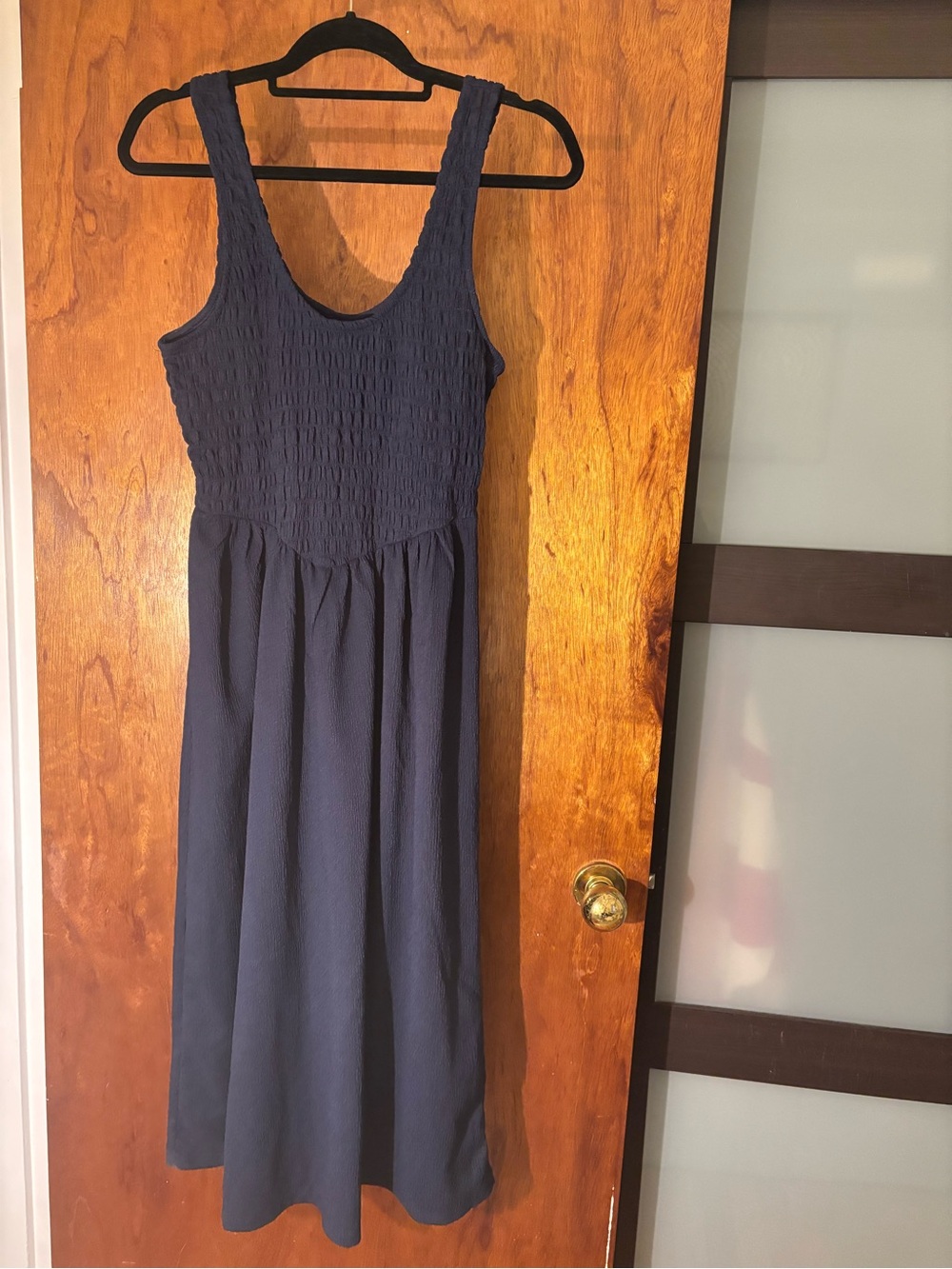 Old Navy Navy Smocked Bodice Midi Dress